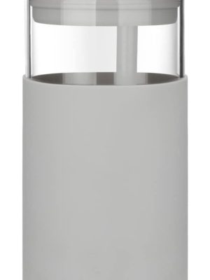 20oz Glass Tumbler Glass Water Bottle Straw Silicone Protective Sleeve Bamboo Lid - BPA Free (French Grey/ 1 Pack)