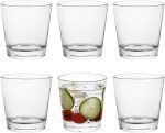 9oz Lowball Glasses, 6pc Short Glass Tumbler - Lead-Free Crystal Drinking Glasses for Water, Mojito, Tom  - Premium Bar Glassware & Cocktail Glass Set (6, Small)