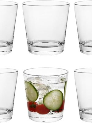 9oz Lowball Glasses, 6pc Short Glass Tumbler - Lead-Free Crystal Drinking Glasses for Water, Mojito, Tom  - Premium Bar Glassware & Cocktail Glass Set (6, Small)