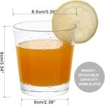 9oz Lowball Glasses, 6pc Short Glass Tumbler - Lead-Free Crystal Drinking Glasses for Water, Mojito, Tom  - Premium Bar Glassware & Cocktail Glass Set (6, Small)