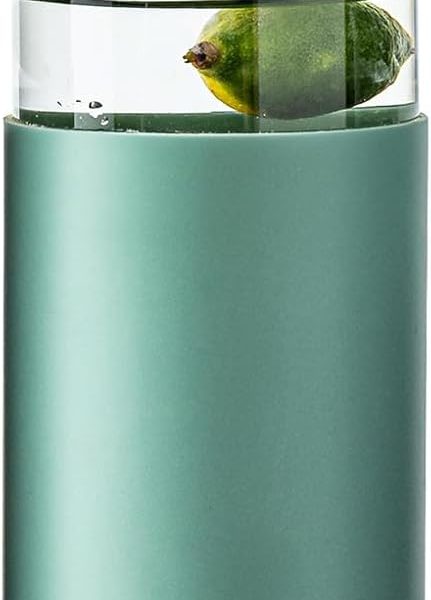 21oz Borosilicate Glass Water Bottles with Silicone Non-Slip Sleeve & Leak-Proof Lid-Reusable Drink Bottle for Office,Travel,Gym,Hiking-BPA Free,Ideal Gift for Home,Car &Fitness (Green)