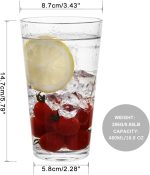 16oz Highball Glasses, 6pc Tall Glass Sets - Lead-Free Crystal Drinking Glasses for Water, Mojito, Tom - Premium Bar Glassware & Cocktail Glass Set (6, Large)