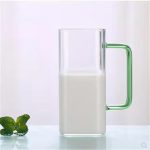 Square milk breakfast juice cup glass with handle water cup home creative cool water square cup
