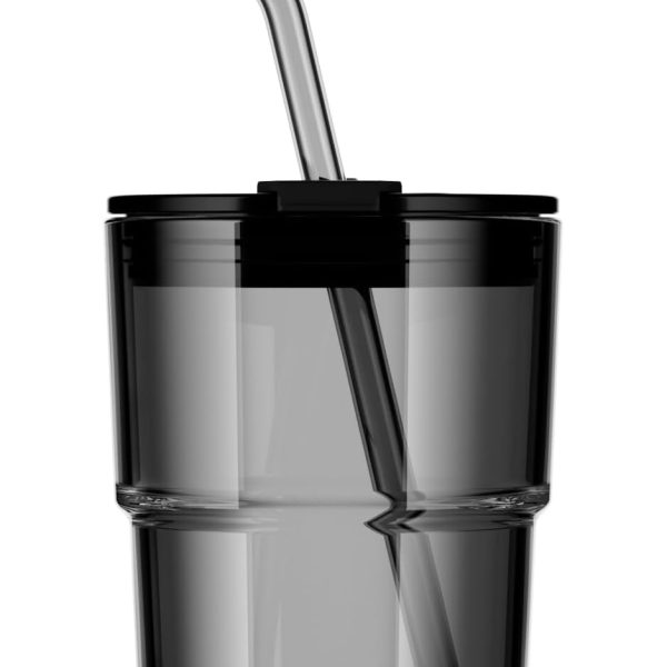 13oz/400ml Tumbler Water Glass, Water Bottle with Straw and Lid Sealed Carry on, Glass Coffee Mug Iced Tea Cup Thick Wall Insulated Glass Cup (Gray)