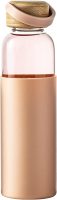 21oz Borosilicate Glass Water Bottles with Silicone Non-Slip Sleeve & Leak-Proof Lid-Reusable Drink Bottle for Office,Travel,Gym,Hiking-BPA Free,Ideal Gift for Home,Car &Fitness (Pink)