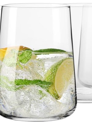 Water Glasses, Set of 6, 16.6 fl oz, Water Drinks Juice, Collection, Lead-Free Lightweight Glass, Everyday Drinking Glass, Dishwasher Safe, Made in Europe