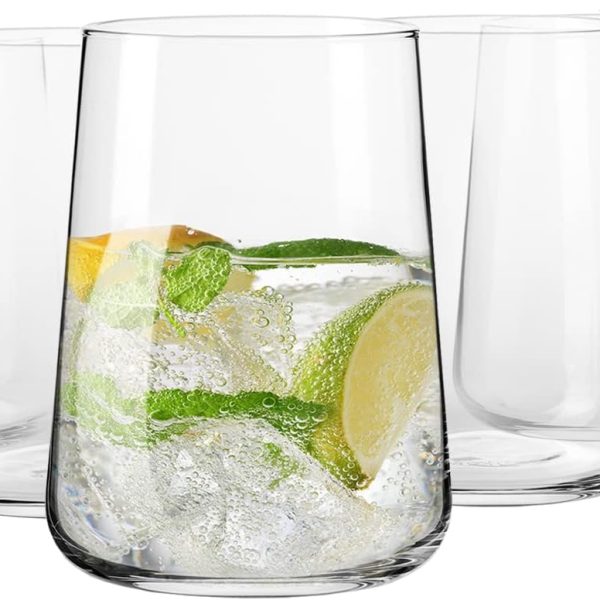 Water Glasses, Set of 6, 16.6 fl oz, Water Drinks Juice, Collection, Lead-Free Lightweight Glass, Everyday Drinking Glass, Dishwasher Safe, Made in Europe