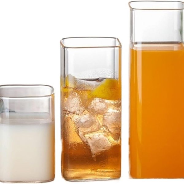 Mug, cups, coffee cups and tea cups for home use, exquisite cups, household products, mugs, transparent glass square water cups, breakfast cups, simple milk cups, square heat-resistant glass coffee cu