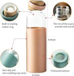 21oz Borosilicate Glass Water Bottles with Silicone Non-Slip Sleeve & Leak-Proof Lid-Reusable Drink Bottle for Office,Travel,Gym,Hiking-BPA Free,Ideal Gift for Home,Car &Fitness (Pink)