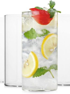 Drinking Glasses 13 oz, Thin Highball Glasses Set of 4,Elegant Bar Glassware For Water, Juice, Beer, Drinks, and Cocktails and Mixed Drinks,Lead-Free Pint Glasses,Glass Drink Tumblers
