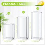 Set of 6 Square Drinking Glasses 8/13/17 oz Cocktail Glass Cups Clear Tall Cute Tumbler for Iced Tea Juice Beer Coffee Mixed Drink