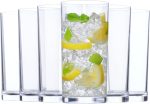 Acrylic Classic Clear Plastic Reusable Drinking Glasses (Set of 6) 16oz Water Cups | BPA-Free Tumblers, Top-Rack Dishwasher Safe