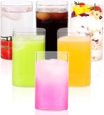 Square Drinking Glasses Set of 6 Water Glasses for Cocktail, Iced Coffee, Beer, Wine, Whiskey, Water, 13 oz Clear Glass Cups Mixed Drink Tumbler for Coffee - Bar Accessories