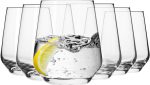 Water Drinking Glasses, Set of 6, 13.5 oz,  Collection, Elegant Tumbler Collection, Ideal for Everyday Use and Entertaining, Lead-Free Crystalline, Dishwasher Safe, Made in Europe