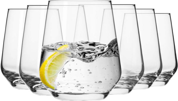 Water Drinking Glasses, Set of 6, 13.5 oz,  Collection, Elegant Tumbler Collection, Ideal for Everyday Use and Entertaining, Lead-Free Crystalline, Dishwasher Safe, Made in Europe