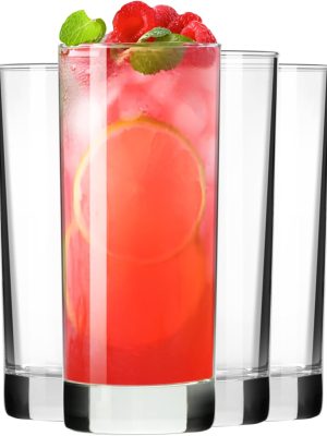 Highball Glasses Set of 4, Drinking Glasses 10 Oz, Clear Glass Cups, Tall Tumbler Water Glasses, Glassware Set for Cocktail, Coffee, Mojitos