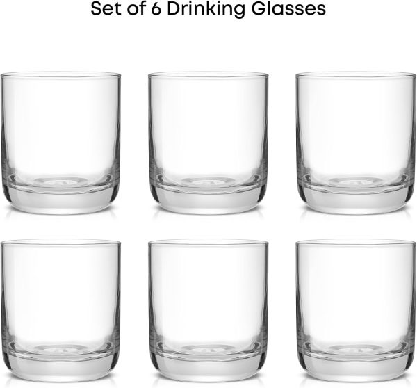 Crystal Whiskey Glasses, Lowball Glasses Set of 6, 10oz Short Glass Tumbler, Double Old Fashioned Rocks Glass for Scotch or Bourbon, Dishwasher Safe Glassware