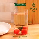 Square Drinking Glasses Set of 6 Water Glasses for Cocktail, Iced Coffee, Beer, Wine, Whiskey, Water, 13 oz Clear Glass Cups Mixed Drink Tumbler for Coffee - Bar Accessories