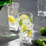 Everyday Drinking Glasses Set of 4 Drinkware Kitchen Glasses for Cocktail, Iced Coffee, Beer, Ice Tea, Wine, Whiskey, Water, 4 Tall Glass Cups, Square Glassware Sets