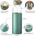 21oz Borosilicate Glass Water Bottles with Silicone Non-Slip Sleeve & Leak-Proof Lid-Reusable Drink Bottle for Office,Travel,Gym,Hiking-BPA Free,Ideal Gift for Home,Car &Fitness (Green)