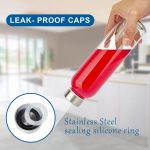 Clear Glass Bottles with Lids 18 oz, Reusable Glass Water Bottles with Stainless Steel Cap for Juicing, Refrigerator,100% Leak Proof, BPA Free, Juice Water Bottle Set of 6