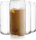 Classic Can XL Set of Drinking Glasses, Iced Coffee Cups Set of 4, 20 Oz, Dishwasher Safe Glass Beer Cups for Beverages and Cocktails