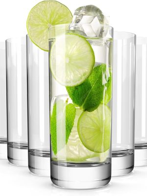 Drinking Glasses Set of 8, 13oz Glass Cups, Kitchen Highball Glasses for Beer, Juice and Cocktail, Water Glasses for Bar Glassware, Unique Gifts