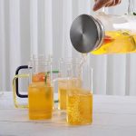 Square milk breakfast juice cup glass with handle water cup home creative cool water square cup