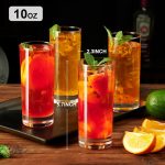Highball Glasses Set of 4, Drinking Glasses 10 Oz, Clear Glass Cups, Tall Tumbler Water Glasses, Glassware Set for Cocktail, Coffee, Mojitos