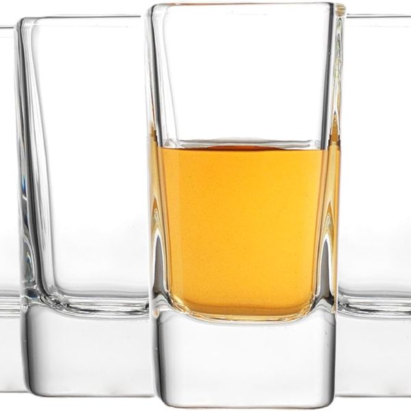 Shot Glasses, 2.7 oz, Square Heavy Base, Set of 6 Solid Basic Shooter Bar Glasses for Spirits, Espresso, Liquor, Tequila, Vodka.