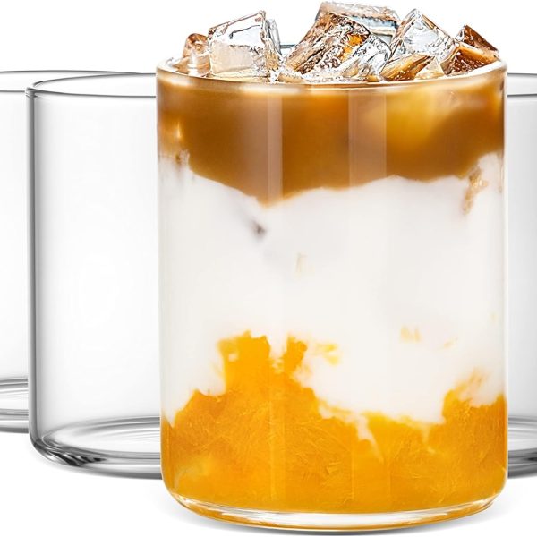 Thin Drinking Glasses Set of 4,15oz Cocktail Glass Set,Low ball Glasses for Water,Juice,Milk,Cocktails, Beer and More, Elegant Bar Glassware,Lead-Free whiskey Glasses,Glass Drink Tumblers (15 OZ)