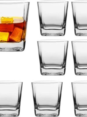 Drinking Glasses Set of 8, Glassware Set Includes 8 Rocks Glasses Heavy Base Glass Cups for Water, Juice, Beer, Wine, and Cocktails