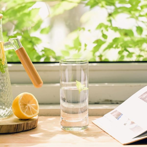 Drinking Glasses Set of 8, 13oz Glass Cups, Kitchen Highball Glasses for Beer, Juice and Cocktail,  Water Glasses for Bar Glassware, Unique Gifts