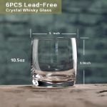 Whiskey Glasses Set of 6, Premium Crystal Bourbon Glass, 10.5 oz Drinking Glasses for Scotch, Cocktail, Whisky and Juice, Transparent Rocks Glasses, Dishwasher Safe Glassware, Gifts for Fathers
