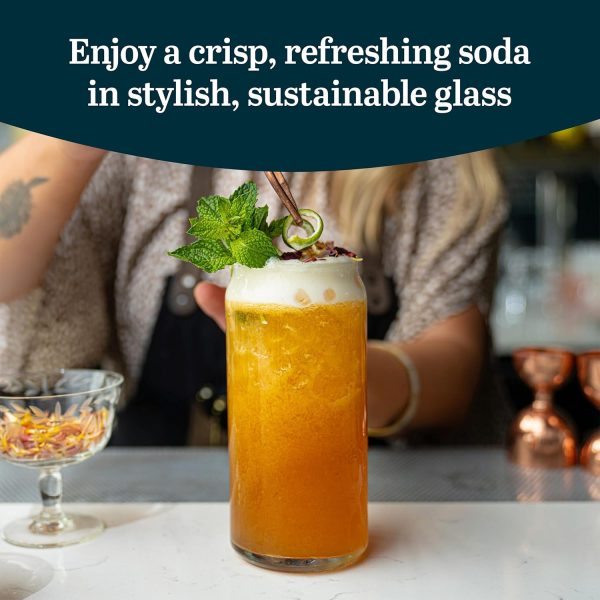 Classic Can XL Set of Drinking Glasses, Iced Coffee Cups Set of 4, 20 Oz, Dishwasher Safe Glass Beer Cups for Beverages and Cocktails