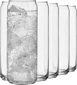 Classic Slim Beer Can Glasses, 12.5 oz Tall Drinking Glasses Set of 6, Space-Saving, and Versatile Thin Glassware for Cocktails, and Mocktails