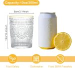 10 oz Vintage Drinking Glasses Set of 2, Gold Rim Textured Water Glasses Glassware Cups, Small Cute Tumbler for Coffee, Juice, Whisky, Beer, Cocktail, Retro Mixed Drinkware Sets