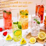 6 Pcs Square Drinking Glasses Thin Square Glass Cups Clear Kitchen Glassware Elegant Bar Glasses Highball Glasses Tumbler for Water, Wine, Juice, Cocktail, Coffee and Mixed Drinks (17 oz)