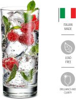 Highball Drinking Glasses, Italian Made Tall Glass Cups, Water Glasses Drinking Set, Cocktail Glasses - 14oz, Set of 4, Made In Italy