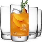 Set of 4 Highball Glasses 16 Oz Cocktail Drinking Glass Cups, Bubble Base Glassware for Water, Juice, Cocktails, Beer Pint Glasses, Modern Basic Tumblers.