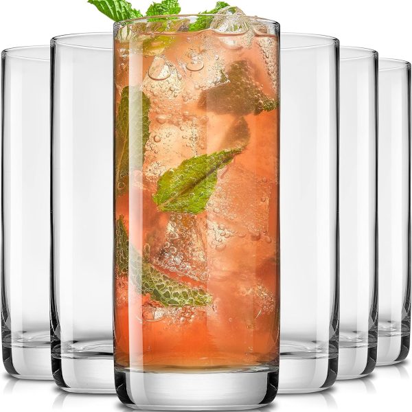 13oz Highball Glasses, 6pc Tall Glass Sets. Lead-Free Crystal Drinking Glasses. Water Glasses, Mojito Glass Cups, Tom  Bar Glassware, and Mixed Drink Cocktail Glass Set