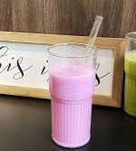 Glass Cups - 22 oz Iced Coffee Cups Drinking Glasses Iced Coffee Cup Reusable Smoothie Cup Glass Tumbler Water Glasses Ribbed Glassware Work from  Travel Coffee Mug Drinking Set