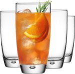 Highball Glasses Set Of 4, 16 Oz. Drinking Glasses, Unique Water Glass Cups For Juice, Cocktails, Soda, Heavy Bottom Tumbler Glass