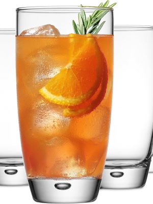 Highball Glasses Set Of 4, 16 Oz. Drinking Glasses, Unique Water Glass Cups For Juice, Cocktails, Soda, Heavy Bottom Tumbler Glass