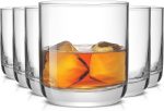 Crystal Whiskey Glasses, Lowball Glasses Set of 6, 10oz Short Glass Tumbler, Double Old Fashioned Rocks Glass for Scotch or Bourbon, Dishwasher Safe Glassware